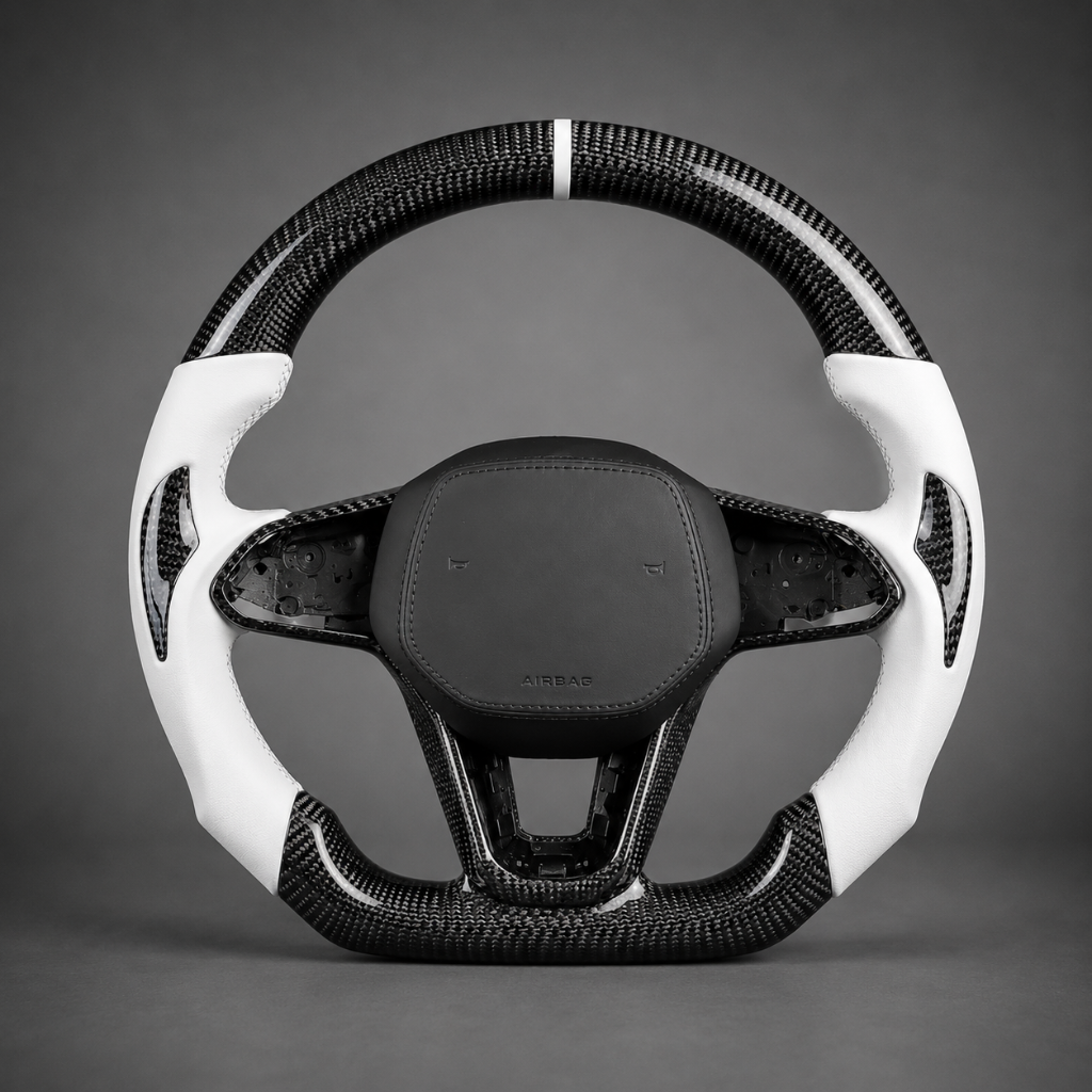 VW — Carbon + White Leather + Airbag Cover