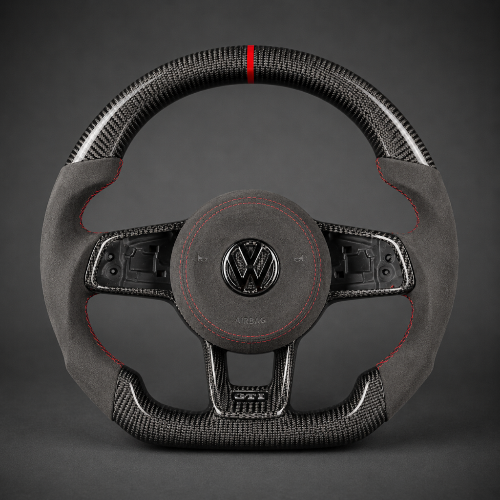 VW GTI — 3K Twill Carbon + Alcantara + Red Stripe