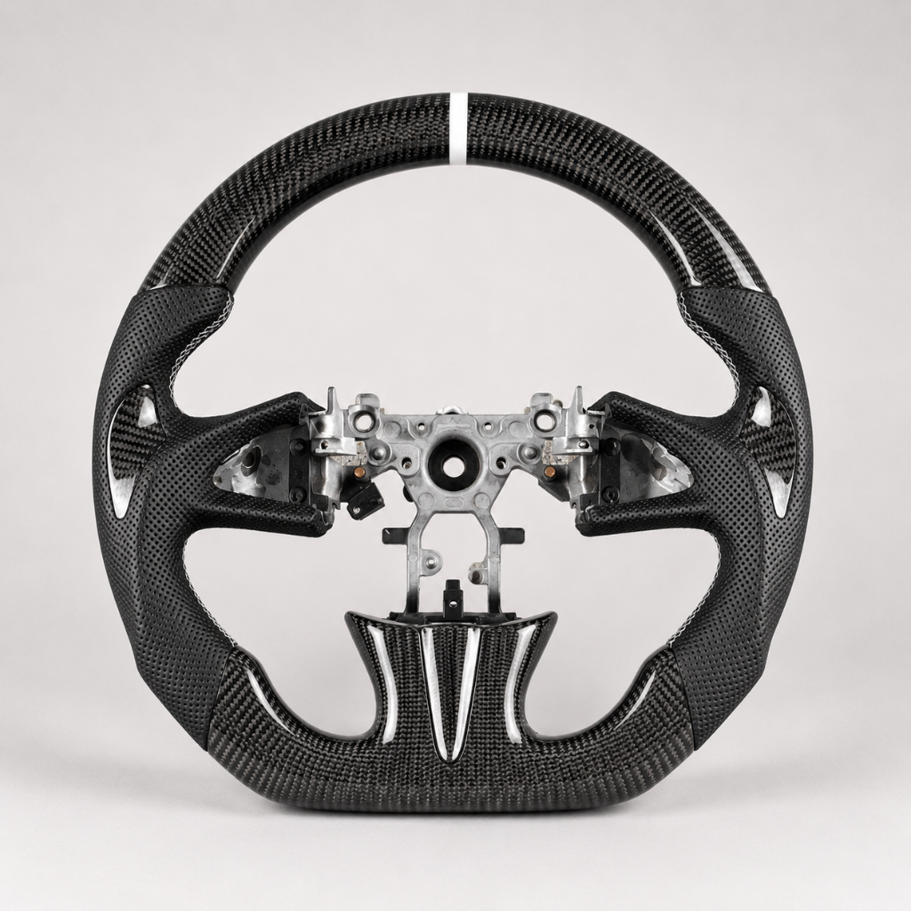 Infiniti — 3K Twill Carbon + Perforated Leather + Red Stitching + Paddles