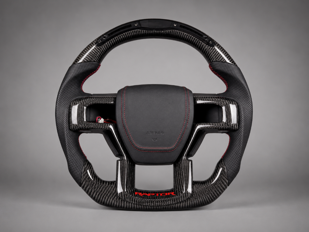 F-150 Raptor — Carbon + Black Perforated + Red Stitch + LED Bar