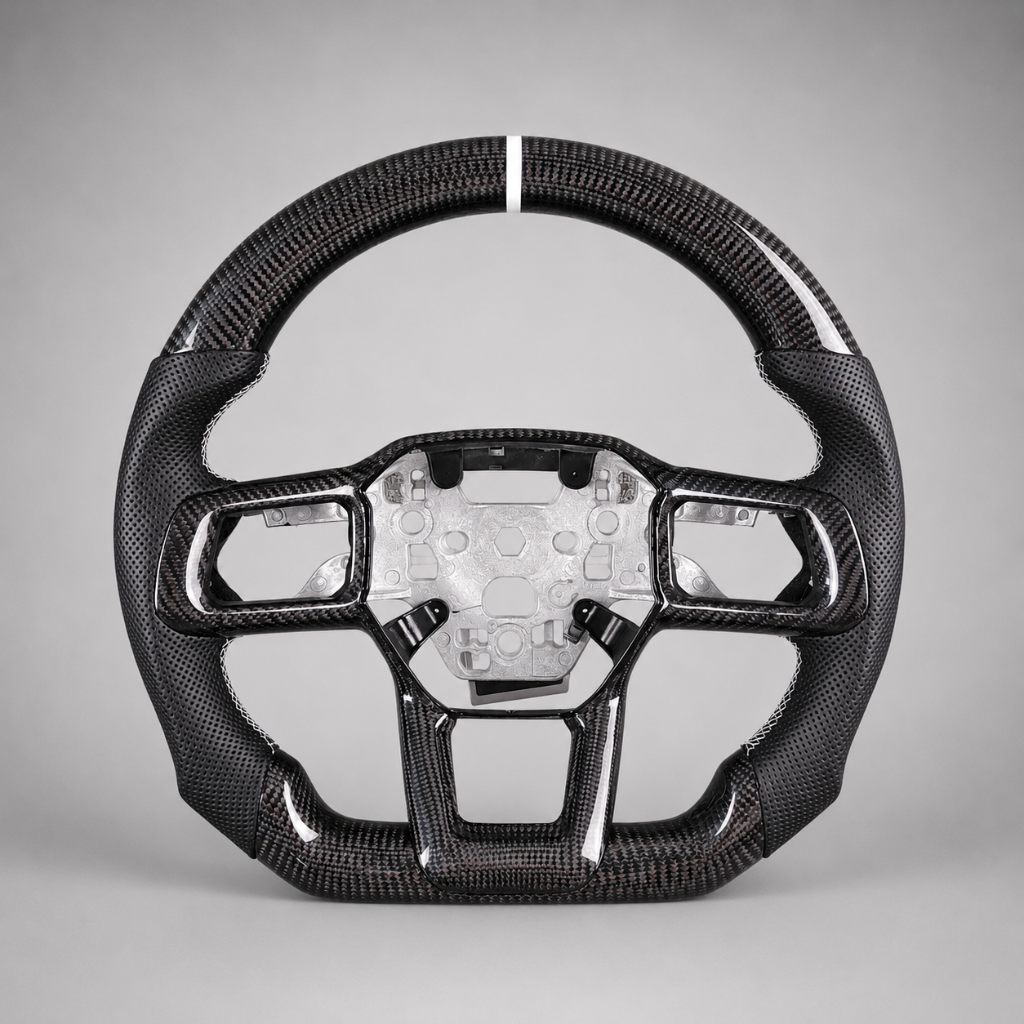 Ford F-150 — Carbon + Perforated Leather + White Stripe