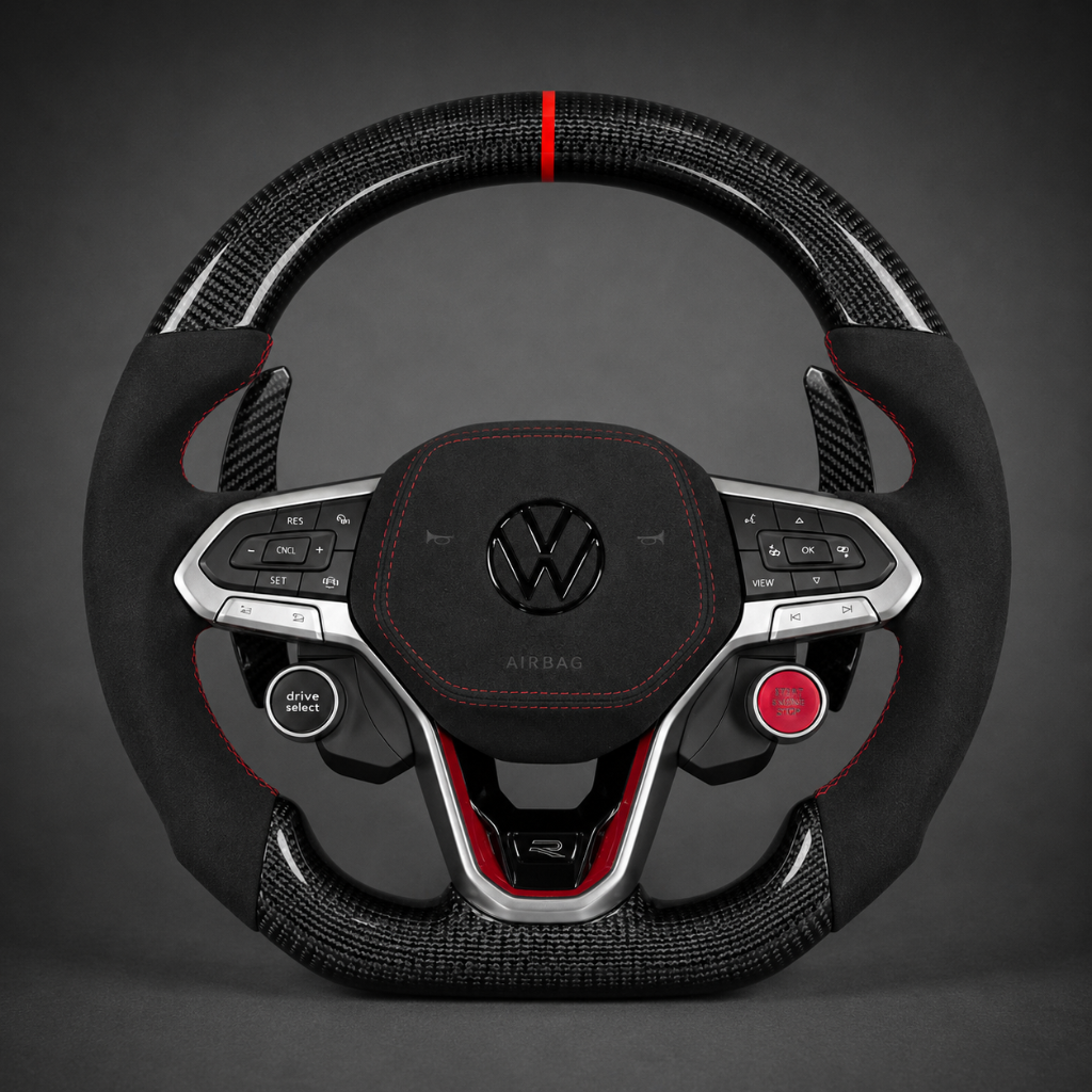 VW Golf R — 3K Twill Carbon + Alcantara + Red Stripe + Drive Select