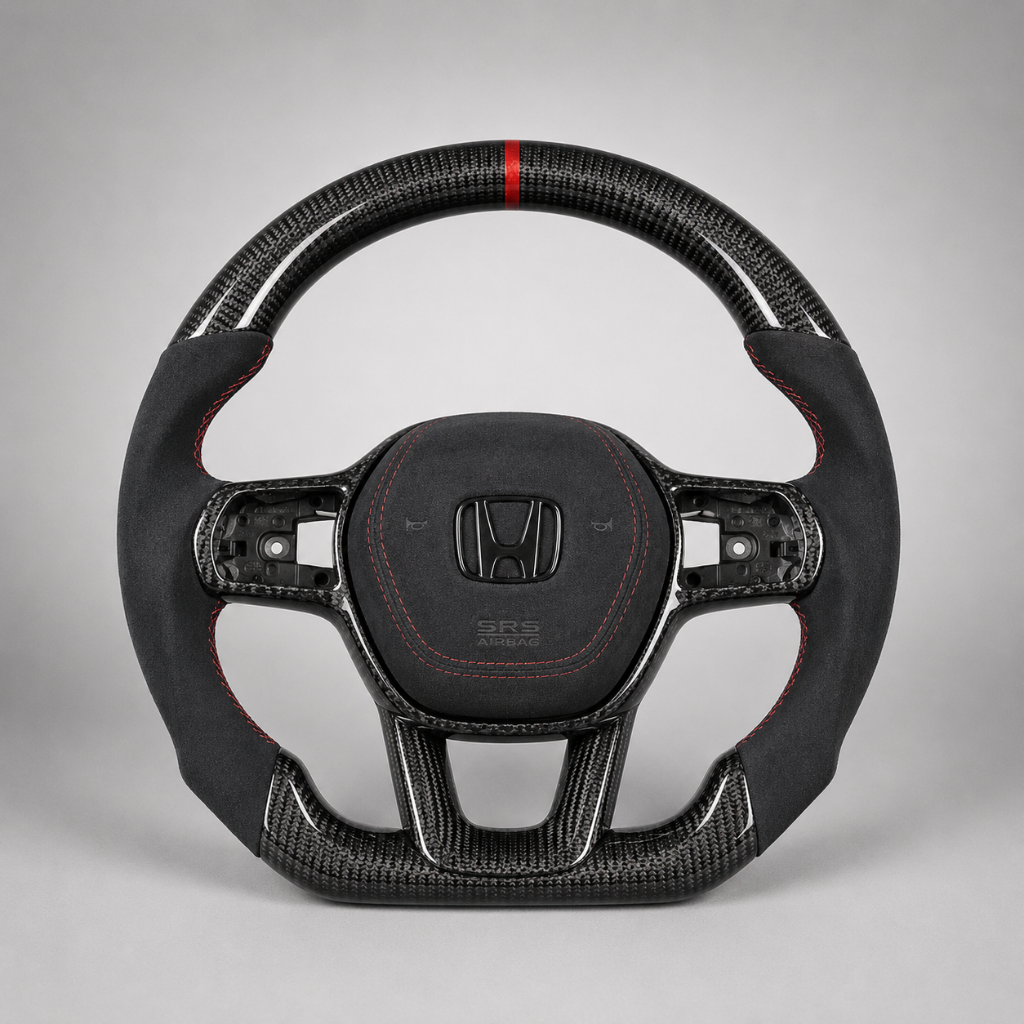 Honda — 3K Twill Carbon + Alcantara + Red Stripe + Red Stitching