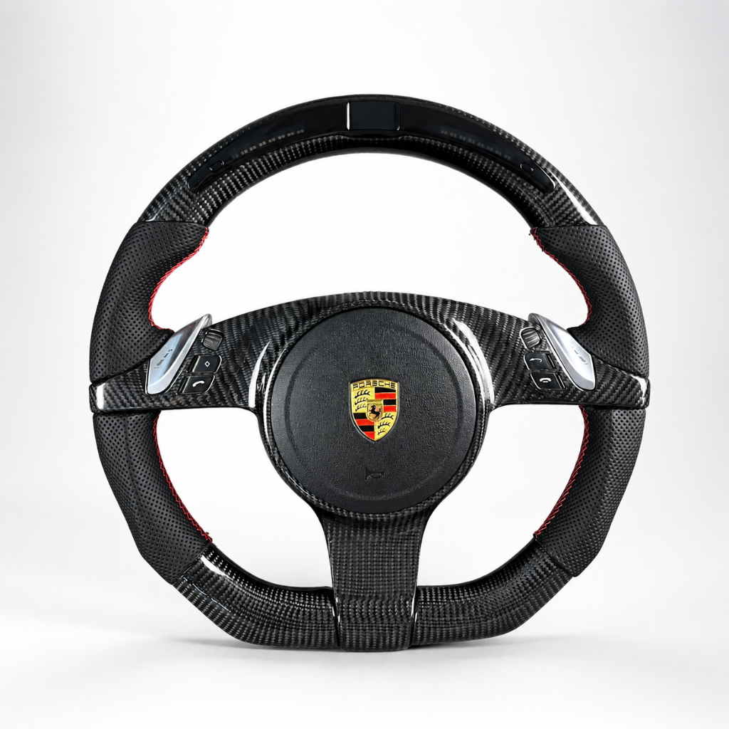 Porsche — Carbon Fiber + Red Stitch