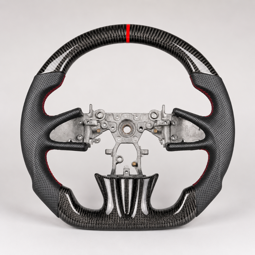 Infiniti — Forged Carbon + Perforated Leather + Yellow Stitching