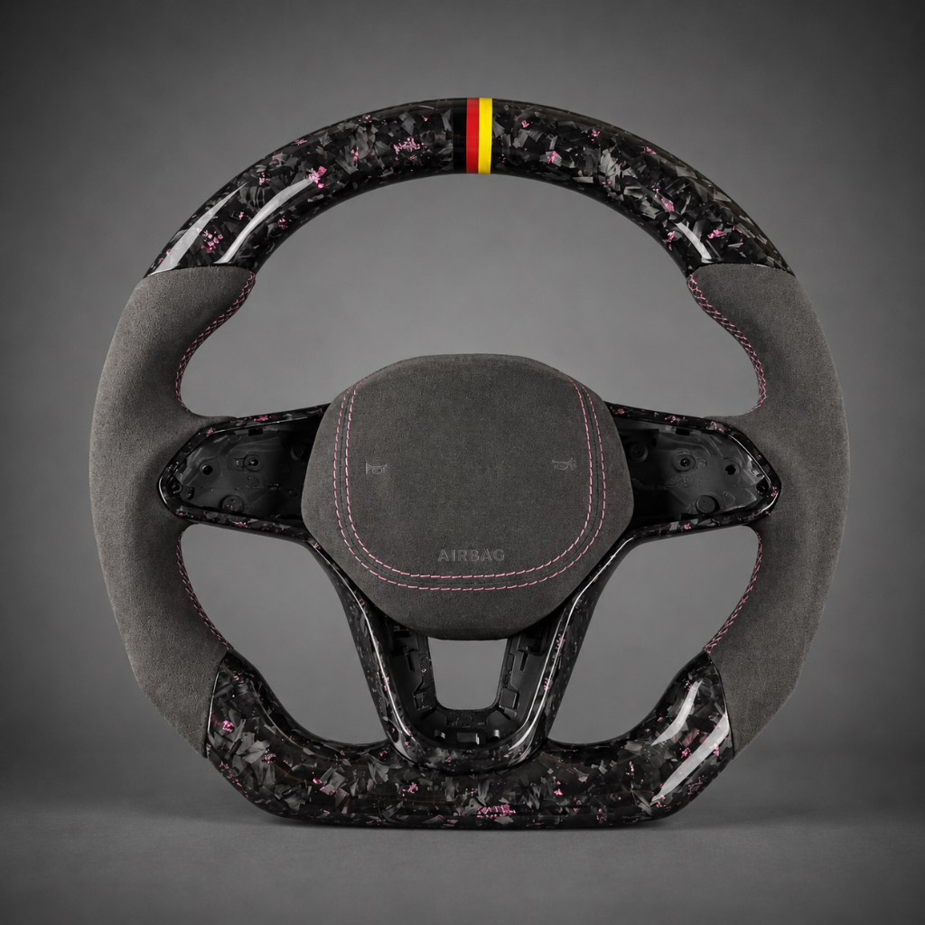 VW — Forged Carbon Pink Flake + Alcantara + German Stripe