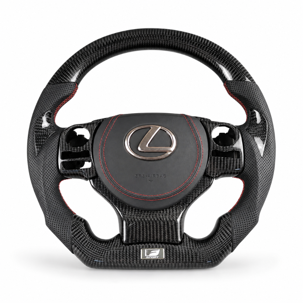 Lexus IS F Sport — Carbon + Black Perforated + Red Stitch Airbag