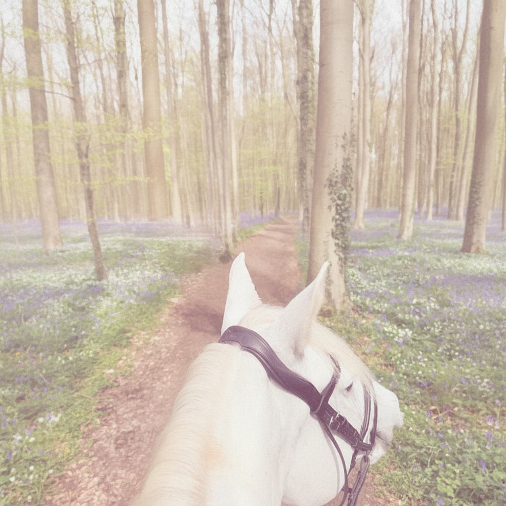 Cheval en forêt, partageant un moment de confiance