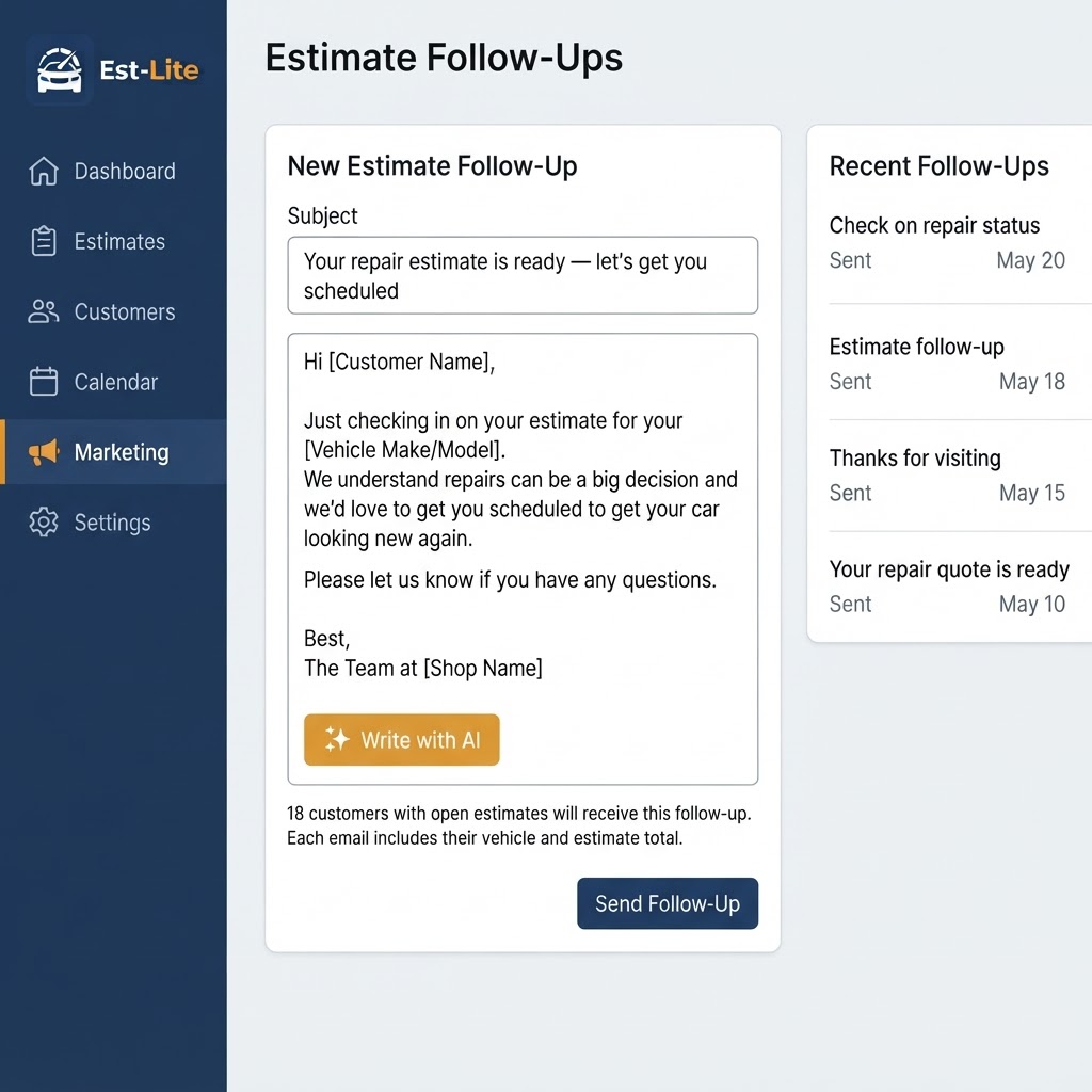 Est-Lite Marketing screen example