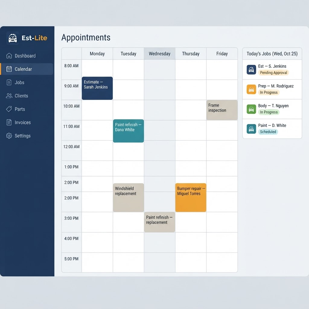 Est-Lite Appointments screen example