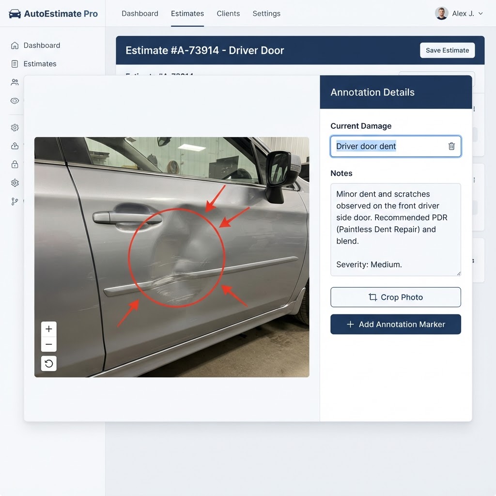 Est-Lite Photo Annotation screen example
