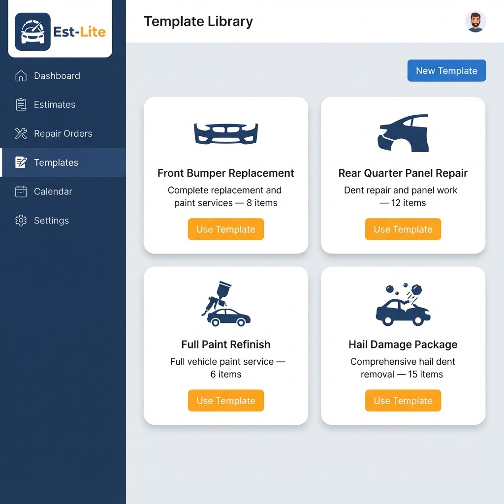 Est-Lite Templates screen example