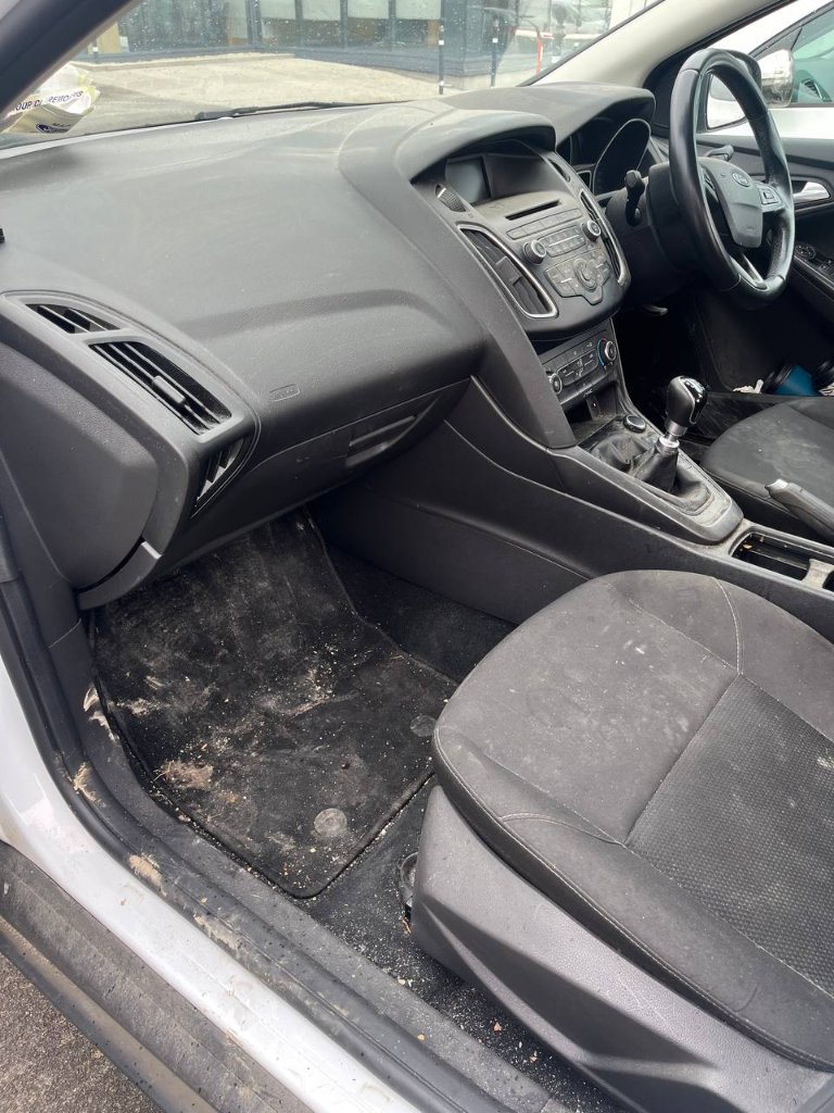 Car interior detailing — floor & seat before — mobile valeting in Sligo