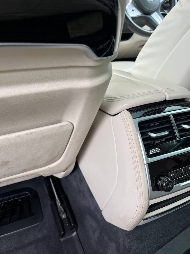 Car rear passenger seat — before mobile detailing in Sligo