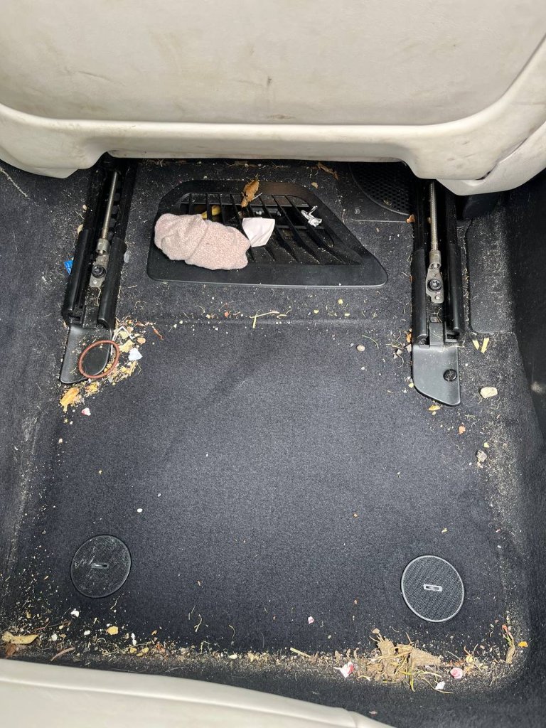 Car under seat area — before mobile detailing in Sligo