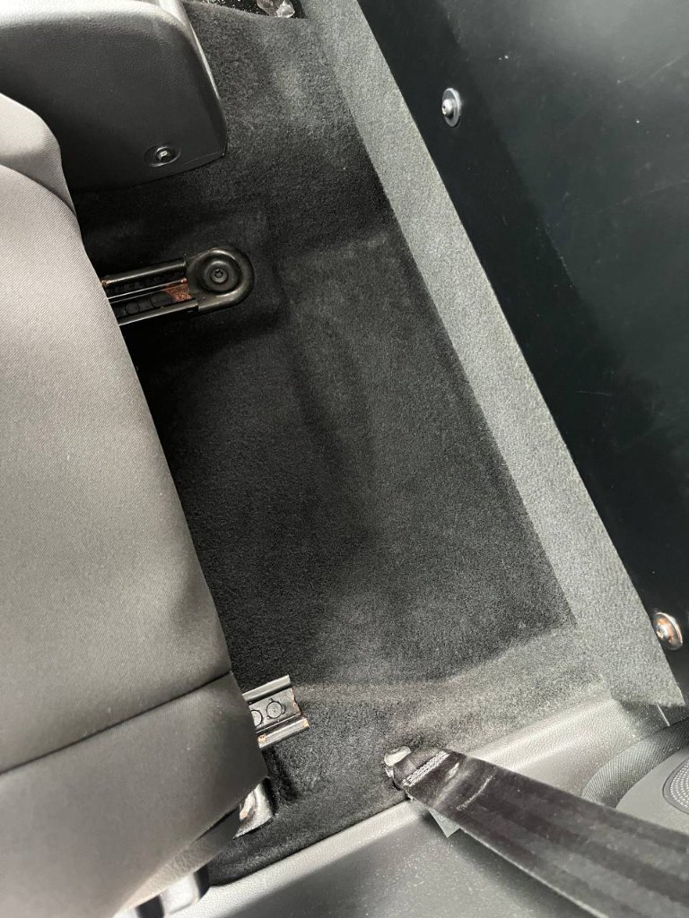Car interior detailing — passenger floor clean result — mobile valeting in Sligo