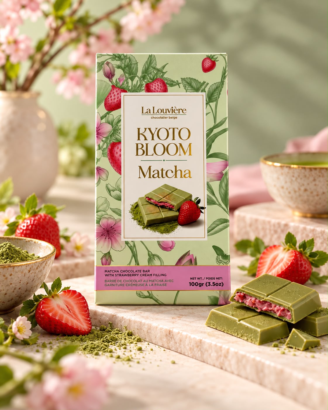 Kyoto Bloom Matcha Strawberry Bar packaging