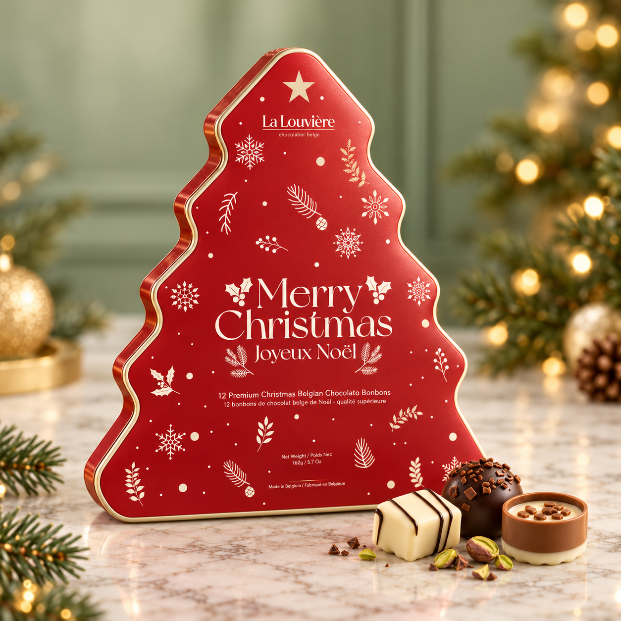 Assorted Bonbons Christmas Tree Tin