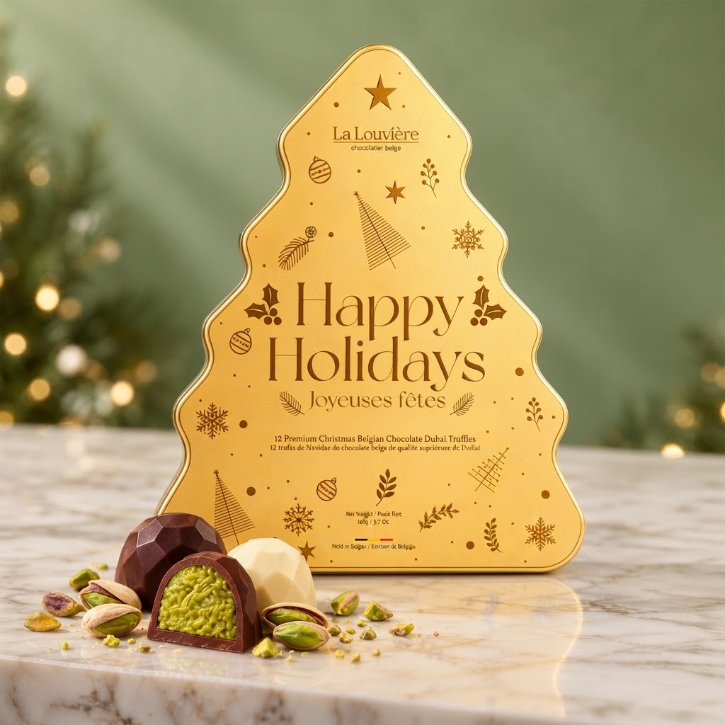 Dubai Truffles Gold Collection Christmas Tree Tin