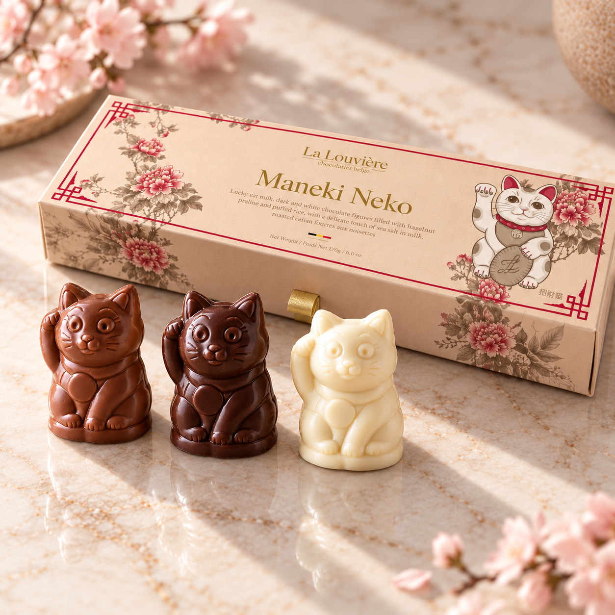 Assorted Maneki Neko Filled with Hazelnut