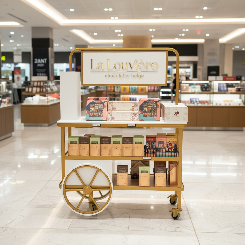 La Louvière premium display cart in travel retail
