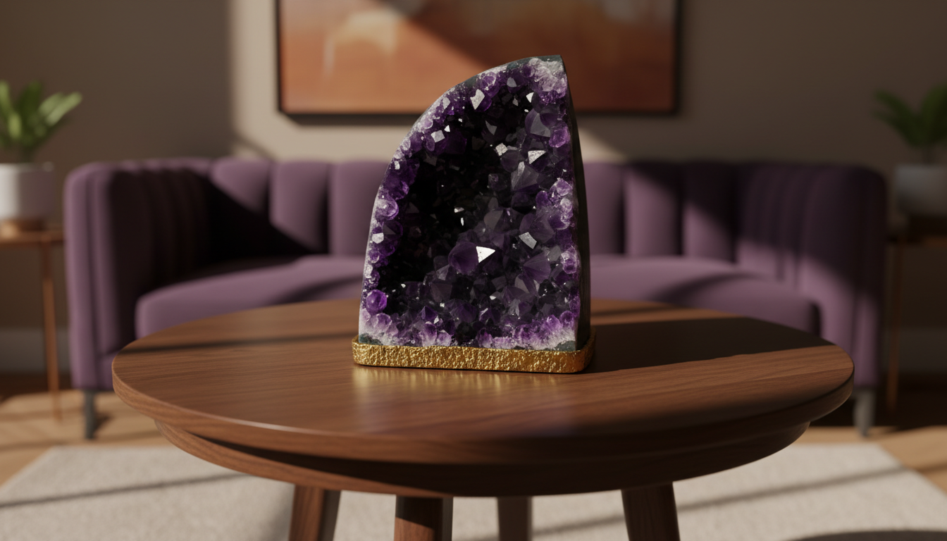 Amethyst crystal in elegant setting