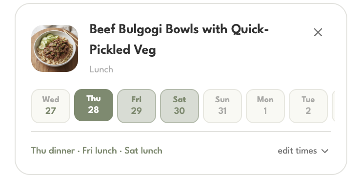 Weekly meal planning