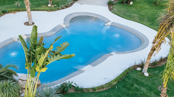 Beach entry fiberglass pool project in Abu Dhabi by Bluescape
