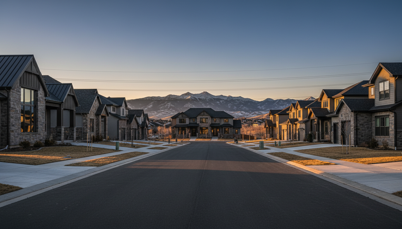 Denver neighborhood at golden hour