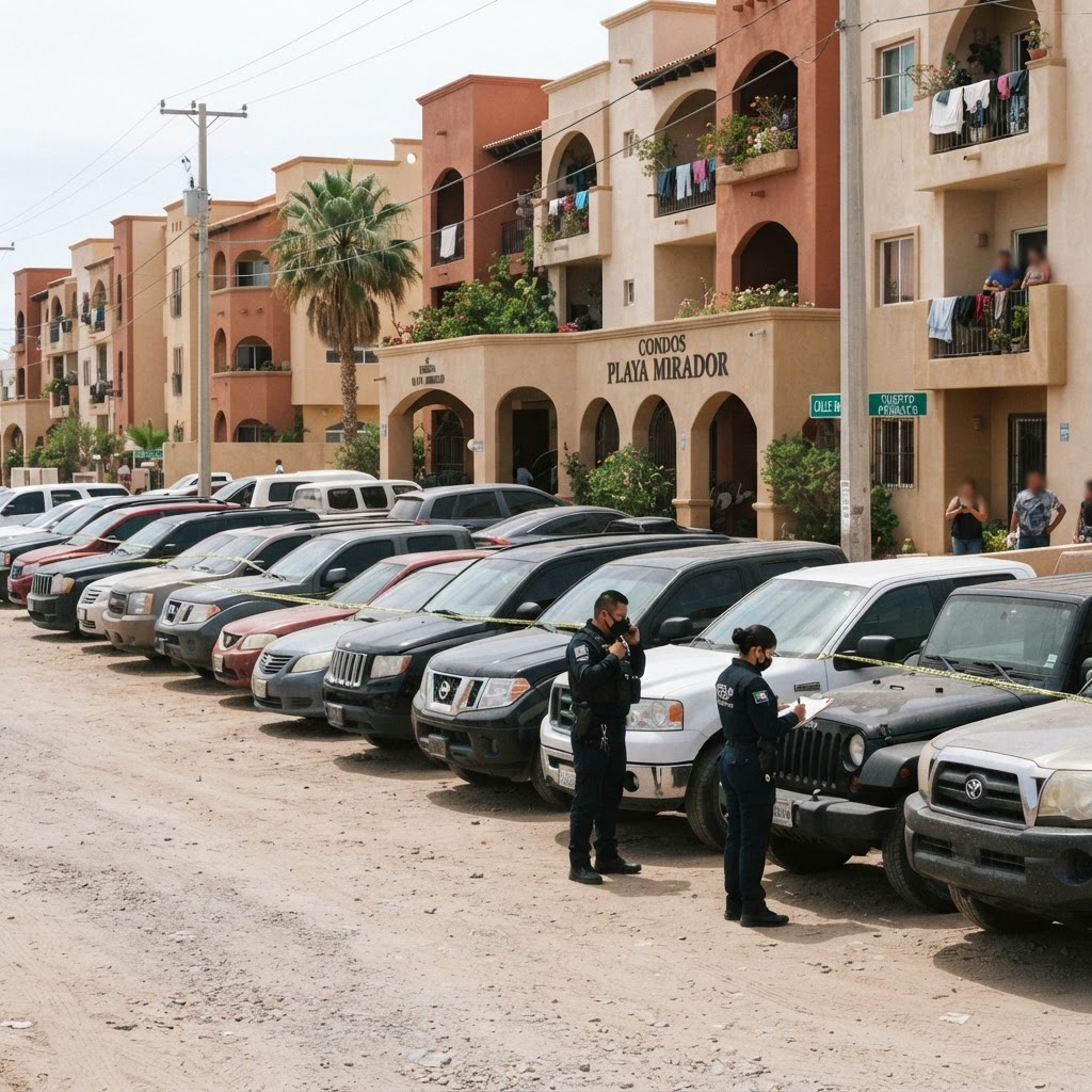 Decomisan 18 vehículos en complejo habitacional en Puerto Peñasco