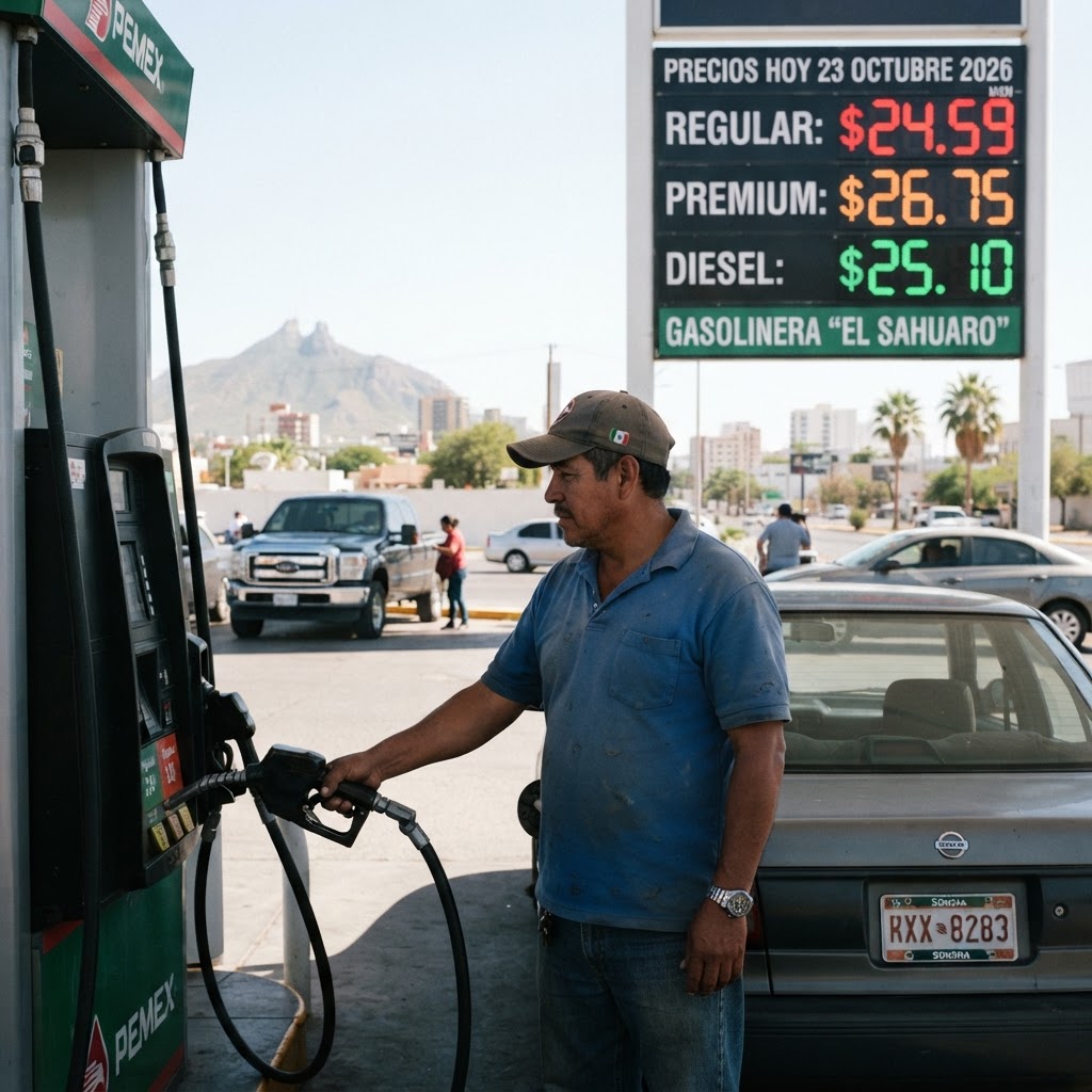 Precio de la gasolina en Hermosillo hoy 23 de octubre 2026