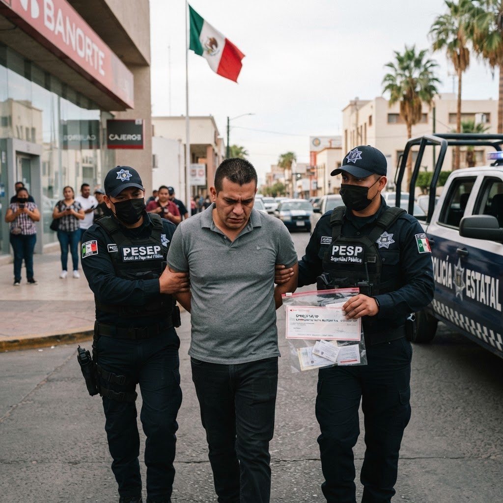 Detienen a hombre con cheque falso de 420 mil pesos