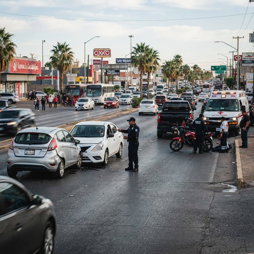 Reportan tres accidentes viales simultáneos en Hermosillo durante la tarde del lunes