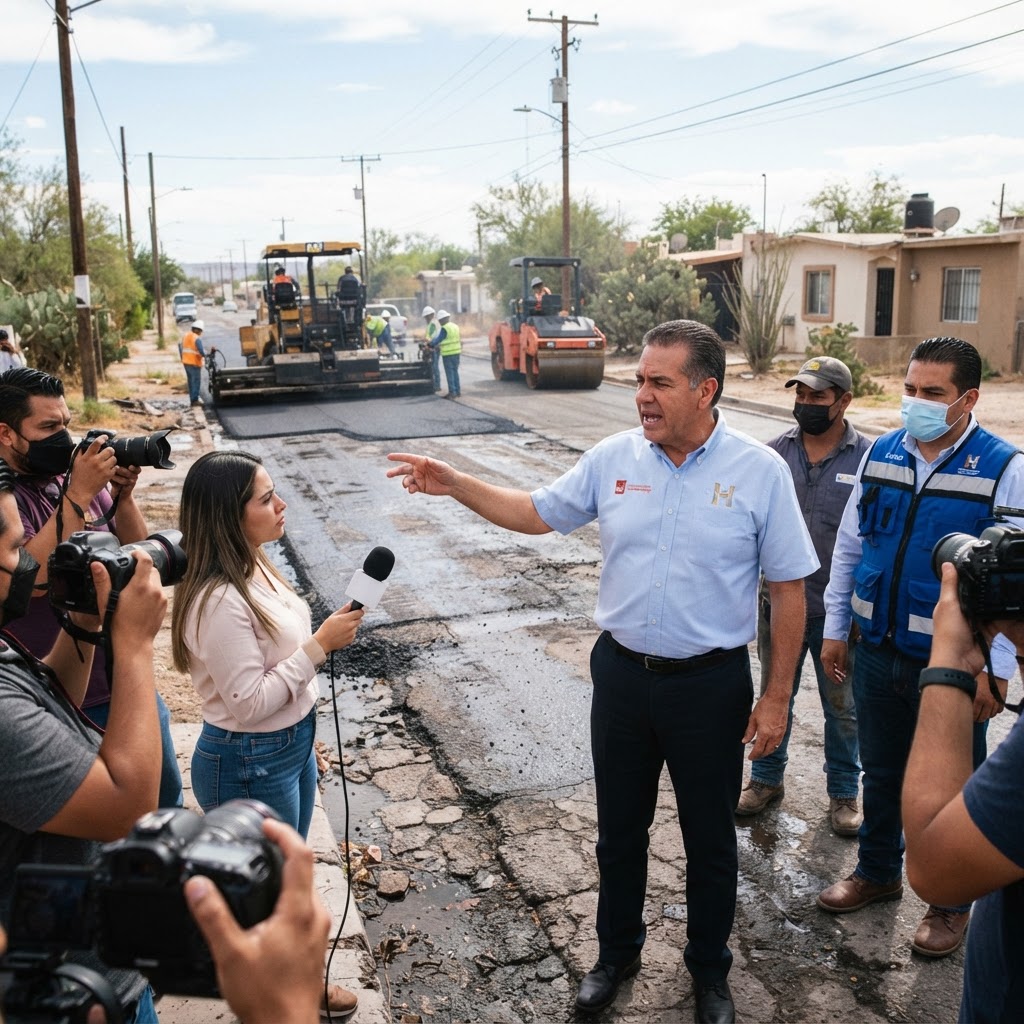 Toño Astiazarán anuncia rehabilitará más de 25 mil metros cuadrados de calles tras las lluvias en Hermosillo
