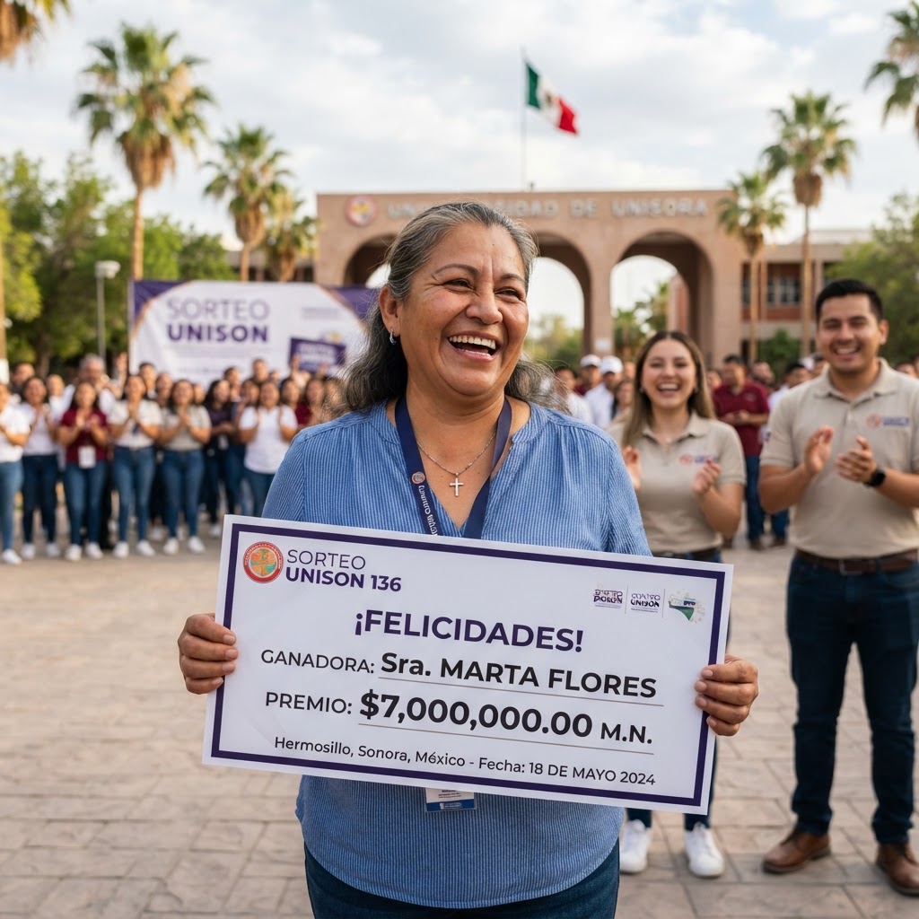 Hermosillense gana 7 millones en el Sorteo Unison 136