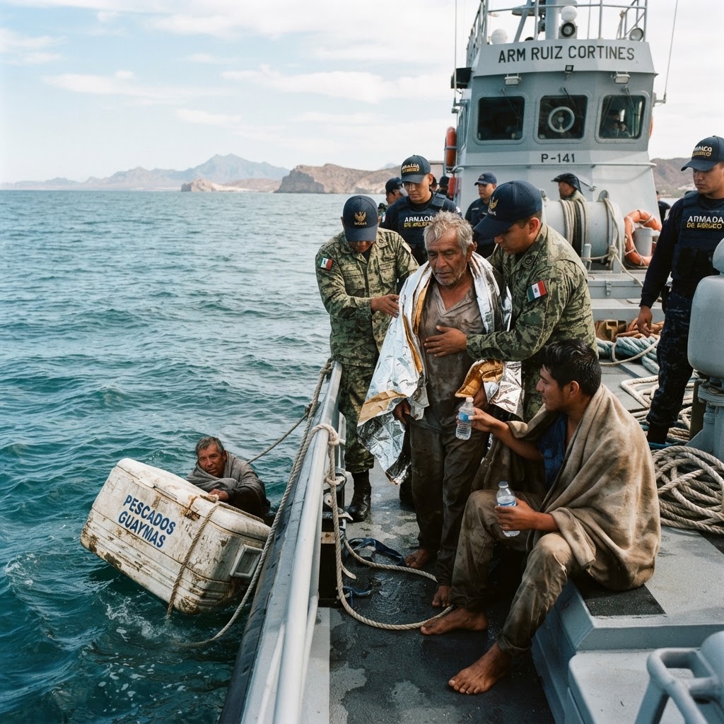 El rescate de dos pescadores que sobrevivieron flotando en una hielera