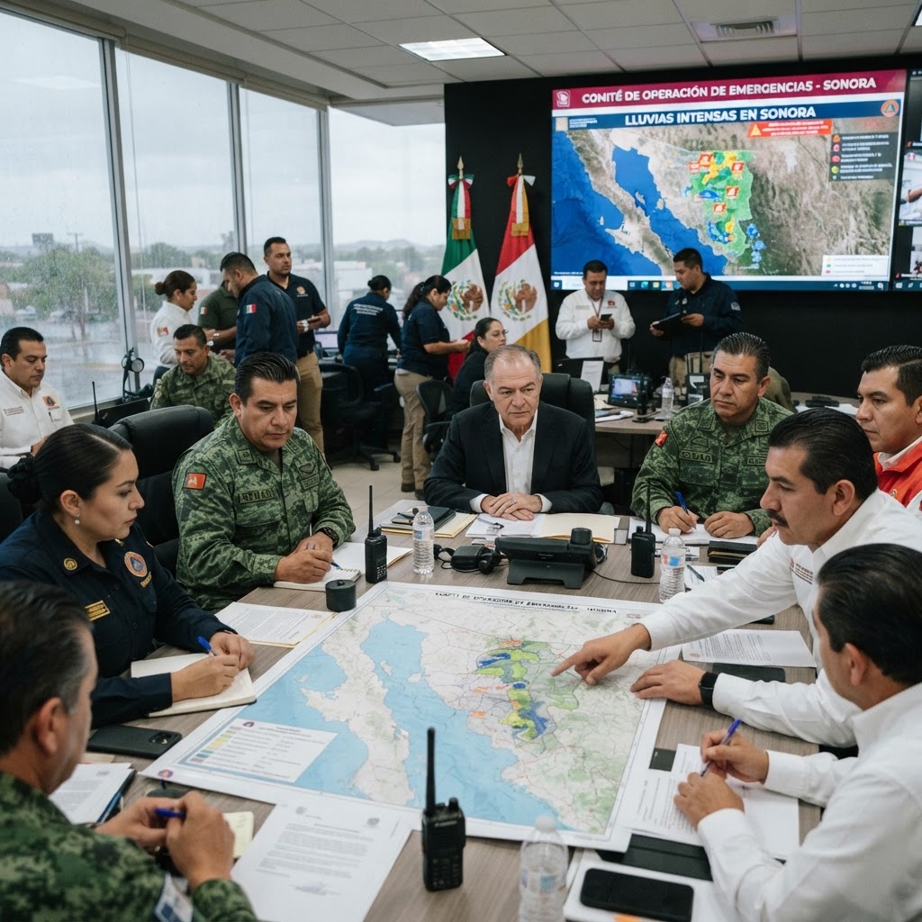 Operativo de alto nivel: Instalan Comité de Operación de Emergencias ante lluvias en Sonora