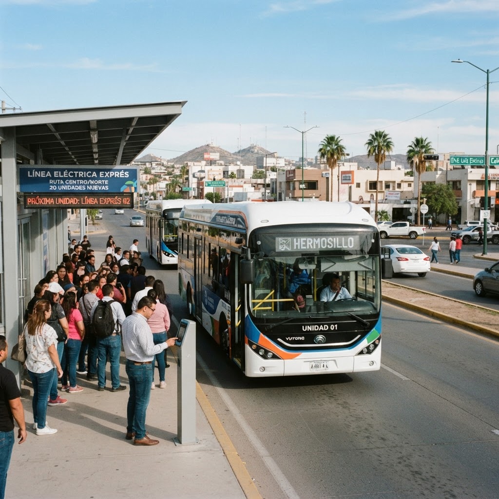 Sonora pone en marcha Línea Eléctrica Exprés con 20 autobuses para modernizar el transporte en Hermosillo