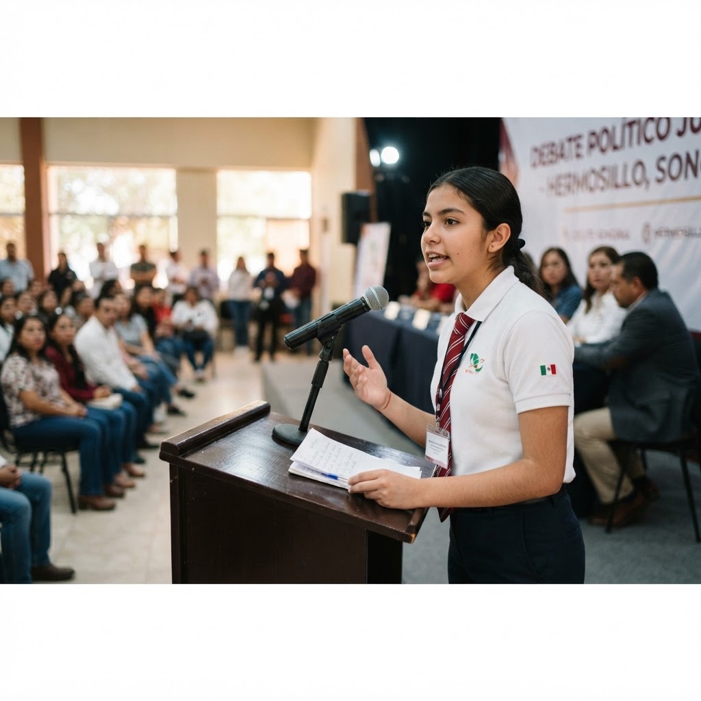 Estudiante del Cecyte Sonora destaca en Debate Político