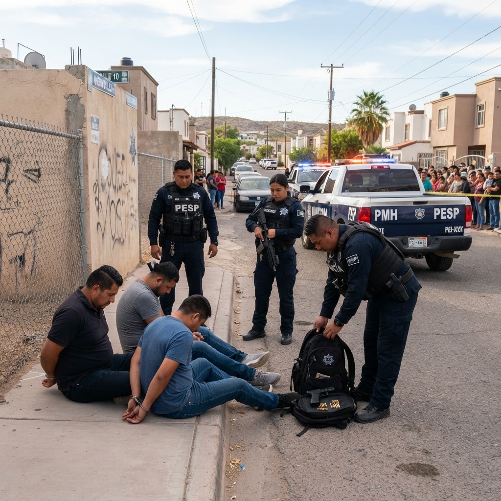 Detienen a tres sujetos armados en Hermosillo, uno vinculado al homicidio de un menor