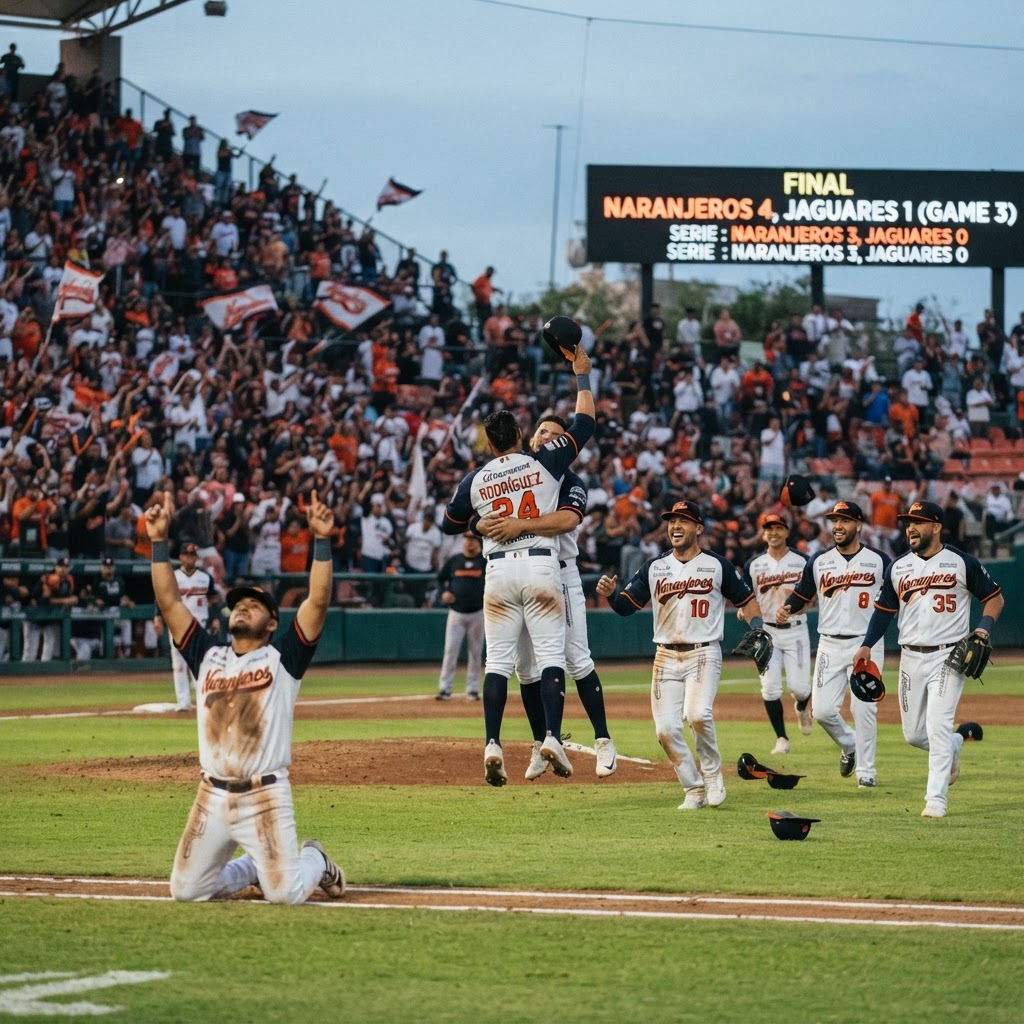 Naranjeros de Hermosillo barre a Jaguares de Nayarit y se mantiene en la cima de la LMP