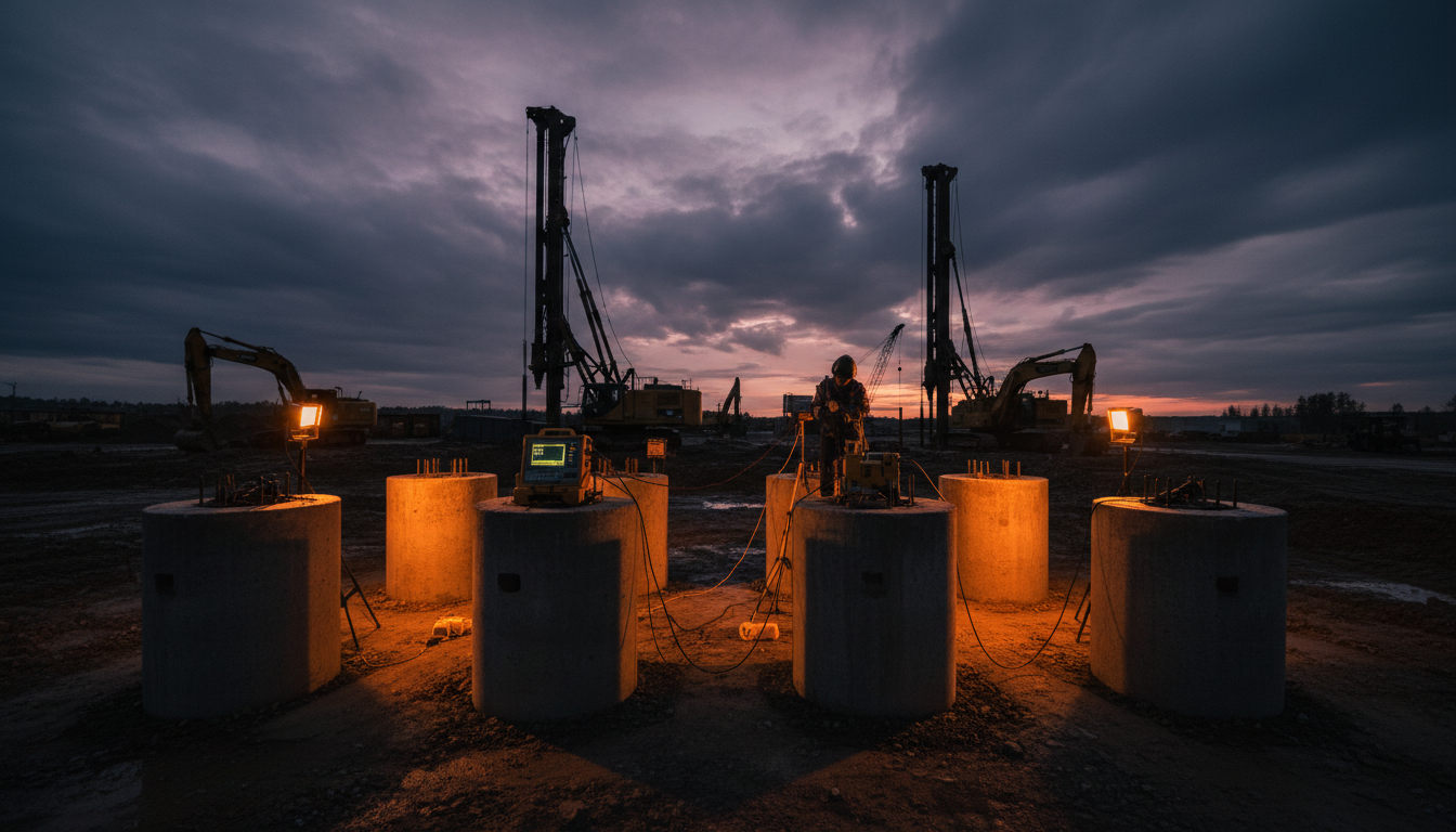 Pile Integrity Testing technician on a construction site in Brisbane and Gold Coast