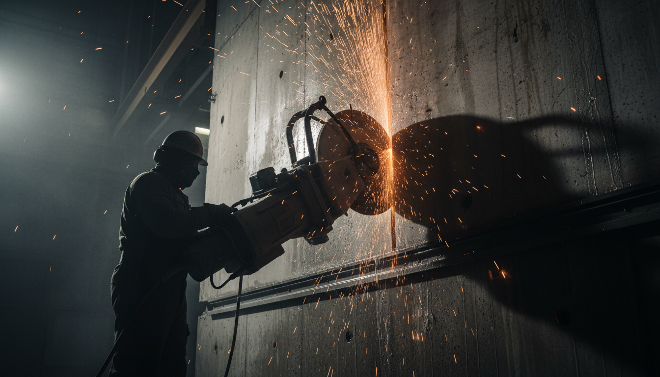 Concrete Cutting technician on a construction site in Brisbane and Gold Coast