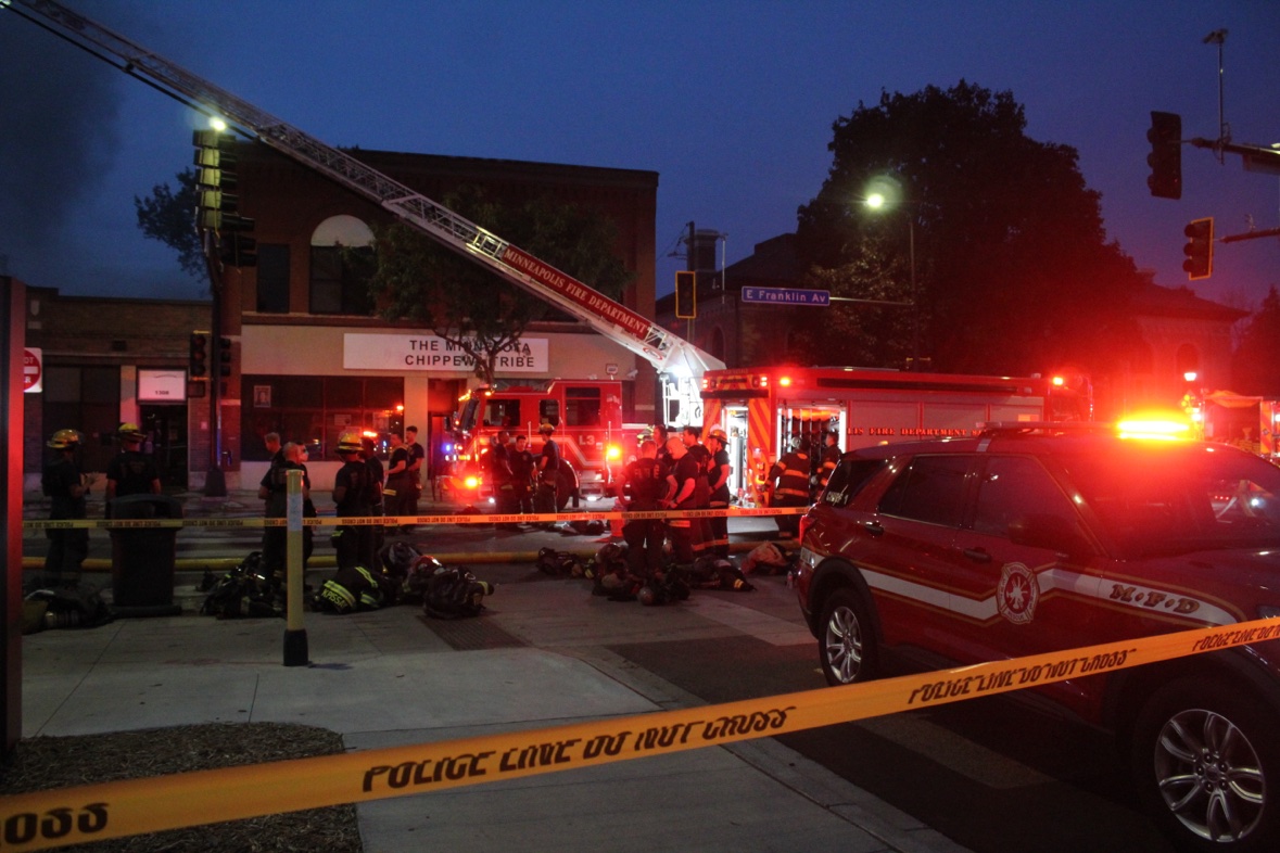 Firefighter reported in distress as crews battle abandoned building fire on E. Franklin Ave, Minneapolis