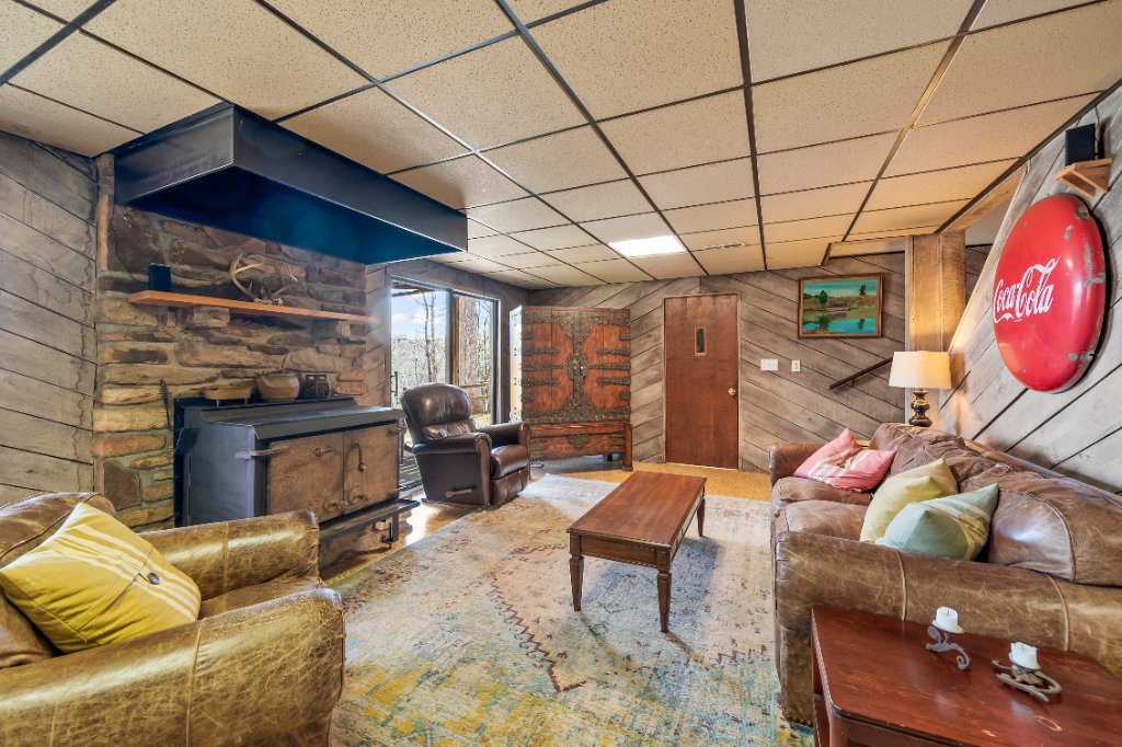 Lower level wood stove