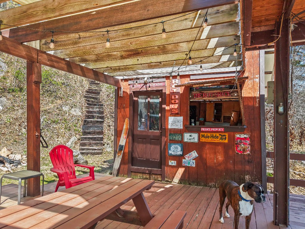 Bait shack on dock