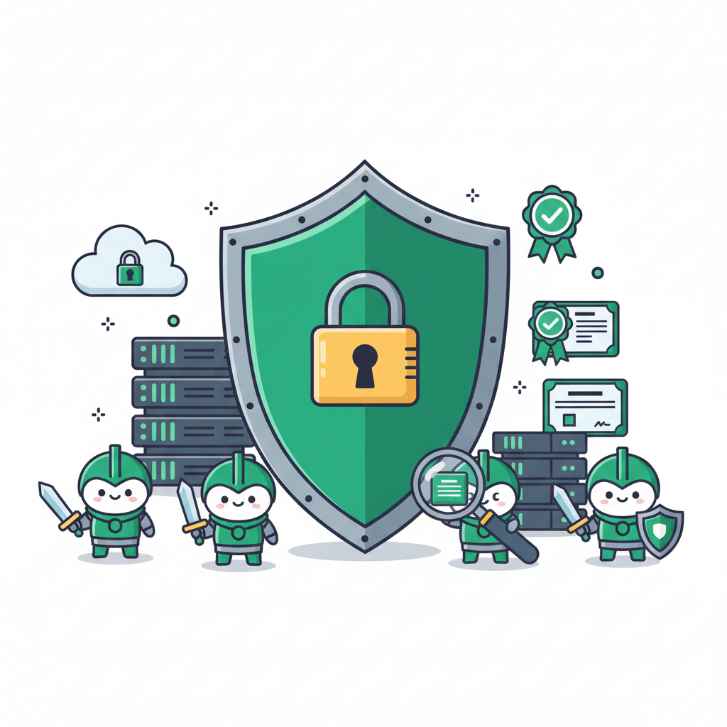 PrimeGreen data security — shields, locks and certified servers protecting your data