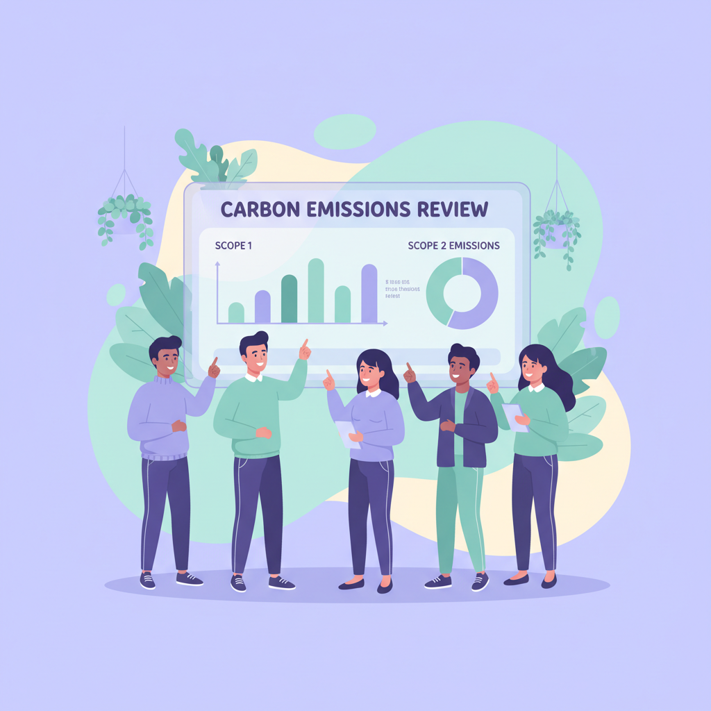 Team reviewing emissions report