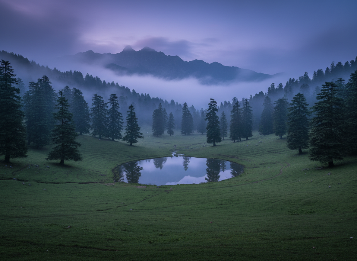 Khajjiar meadow surrounded by deodar trees, Mini Switzerland of India