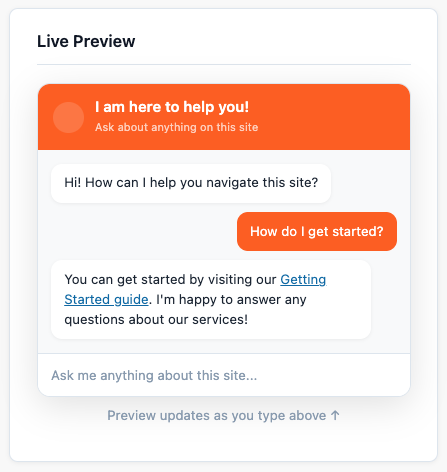 WebAI live chatbot preview